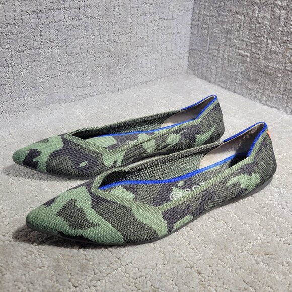 Rothys The Point Women's Size 9 Green Olive Camo Pointed Toe Slip on Flat Shoes - Picture 11 of 11